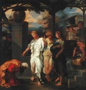 Sebastien Bourdon Abraham and three angels oil painting